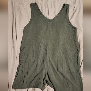 Casual Olive‎ Green V-Neck Romper